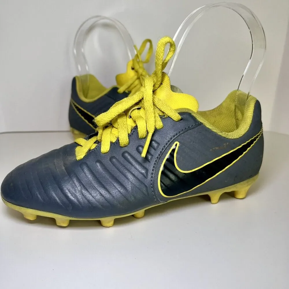 Nike Tiempo Legend 7 Pro FG Kangaroo Leather Size 1.5 Gray Yellow Soccer Cleats